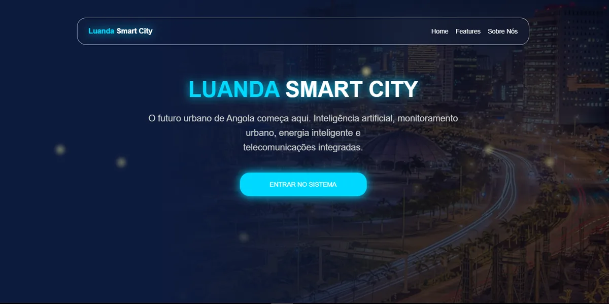 Página inicial do dashboard Luanda Smart City